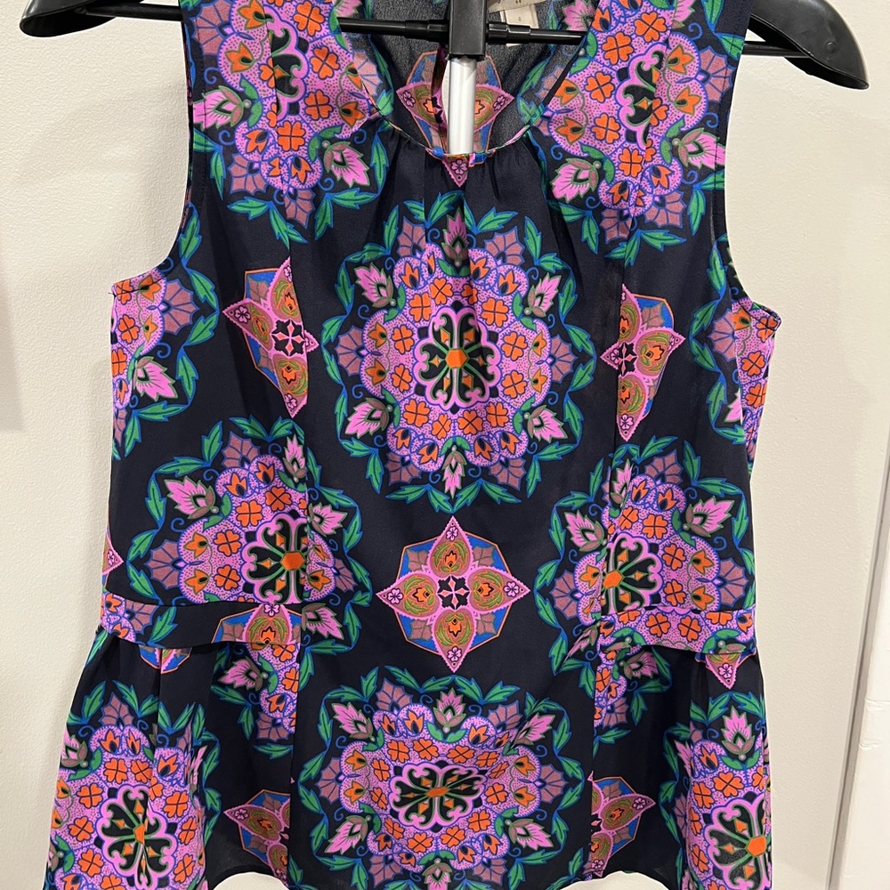 J Crew Floral/geometric Peplum Top - Picture 2 of 5